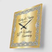 ダイヤエレガントモンド50結婚周年記念 スクエア壁時計 (傾斜)