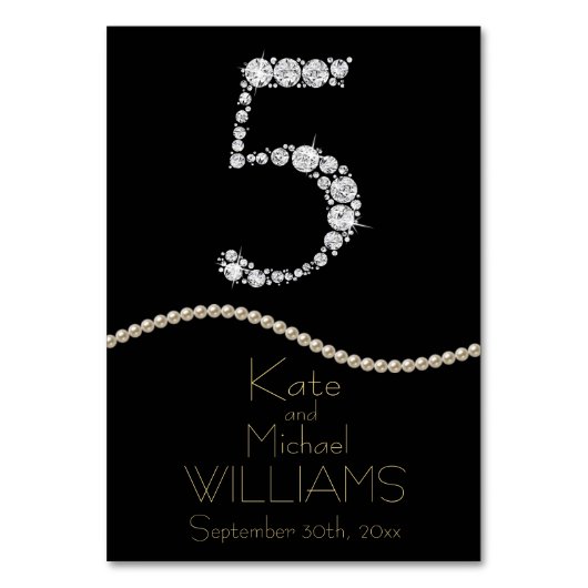 ダイヤエレガントモンド/パール結婚のテーブルカード テーブルナンバー (正面)