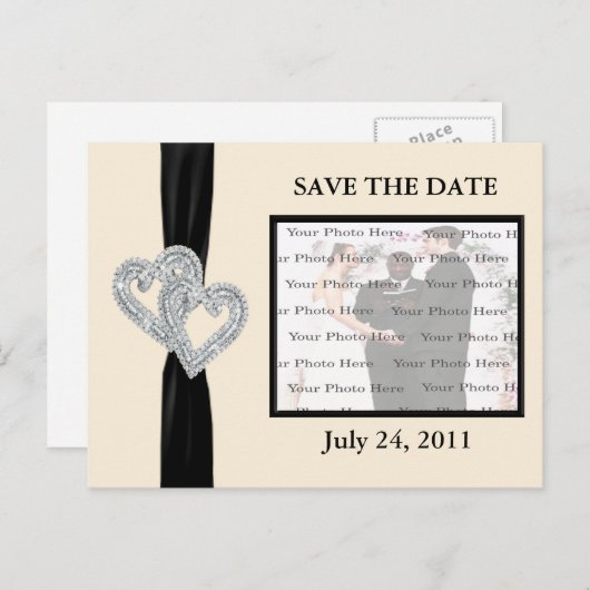 ダイヤエレガントモンドBlackRibbon日付はがきを保存 案内ポストカード (正面/裏面)