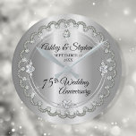 ダイヤエレガントルジュビリー75結婚周年<br><div class="desc">華やかなエレガンスが75周年を迎える結婚このデザインは、銀色のグラデーションにキラキラと輝きを加えたセンターティアドロップダイヤモンドを含むユニークホタテル型ダイヤモンドデザインで構成されフェイクる。オリジナルデザイン別休日ハートデザイン(権利予約)。全ての装飾は印刷され、フラットで印刷された実在デザインにのみ可能な限り表示される。これには、金属のルックグラディエントおよび/または宝石が含まれる。ご質問があるもしか、デザインに関するサポートが必要な場合は、お問い合わせいただくか、info@holidayheartsdesigns.comまで直接メールでお問い合わせください。可能な限りサポートさせていただきます。生産、出荷および配送に関するお問い合わせは、Zazzleカスタマ連絡ー・サービスに直接。休日のハートのデザインは、Zazzleで10年以上の経験を持つプロフェッショナルデザインスタジオで、多くの満足したカスタマーレビューを持っているので、あなたが私たちと購入するとき、すべての詳細に最大限の注意を払って私たちの顧客が期待するプロフェッショナル品質を作成している。</div>
