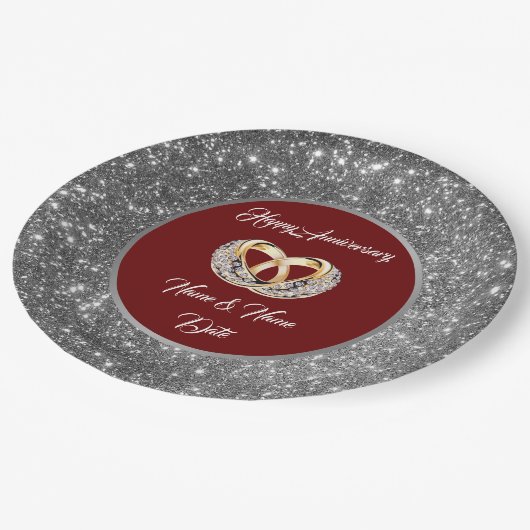 ダイヤカスタマイズンズのリングや輪シルバー記念日 ペーパープレート (アングル)
