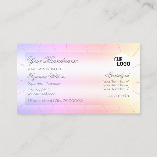 ダイヤカラフルモンドとロゴ数々のカラーのパステル 名刺 (裏面)