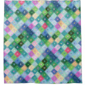 ダイヤカラフルモンドの正方形パターン シャワーカーテン (正面)