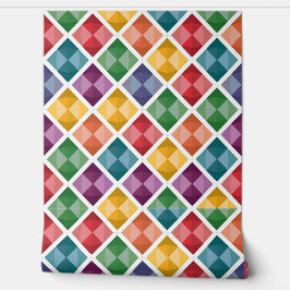 ダイヤカラフルモンド模様の壁のカーテン&壁紙 壁紙