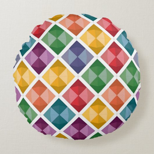 ダイヤカラフルモンド模様トートバッグジオメ鮮やかター ラウンドクッション (正面)