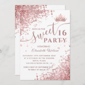 ダイヤクールモンドグリッターバラ金ゴールドティアラ甘い16 inv 招待状 (正面/裏面)