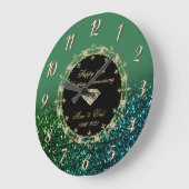 ダイヤグリッターグリーン25結婚周年 ラージ壁時計 (傾斜)