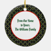 ダイヤコンテンポラリーモンド模様のクリスマスツリー セラミックオーナメント (裏面)