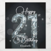 ダイヤスタイリッシュきらめくモンド入り21歳の誕生日 ワインラベル (シングルラベル)