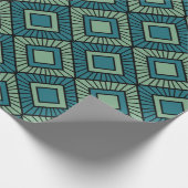 ダイヤストライプのモンド – ティール（緑がかった色） ラッピングペーパー (角)