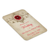 ダイヤパーソナライズされたムリングとレッドローズ マグネット (右側)