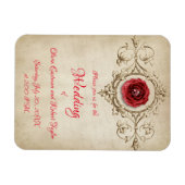 ダイヤパーソナライズされたムリングとレッドローズ マグネット (横)