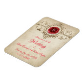 ダイヤパーソナライズされたムリングとレッドローズ マグネット (左側)