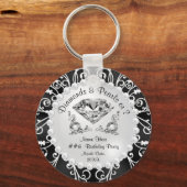 ダイヤパーソナライズされたモンドと真珠の党の好意 キーホルダー (正面)