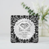 ダイヤパーソナライズされたモンドと真珠の招待状 招待状 (スタンド正面)