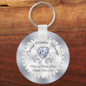 ダイヤパーソナライズされたモンドテーマ結婚のアイディア結婚ズ キーホルダー (正面)