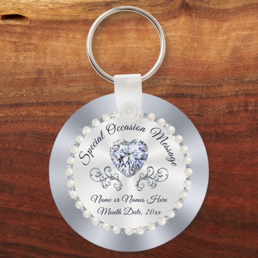 ダイヤパーソナライズされたモンドテーマ結婚のアイディア結婚ズ キーホルダー (正面)