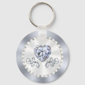 ダイヤパーソナライズされたモンドテーマ結婚のアイディア結婚ズ キーホルダー (裏面)