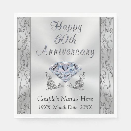 ダイヤパーソナライズされたモンド記念日ナプキンス素晴らし、 スタンダードランチョンナプキン (正面)