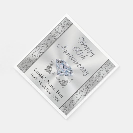 ダイヤパーソナライズされたモンド記念日ナプキンス素晴らし、 スタンダードランチョンナプキン (角)
