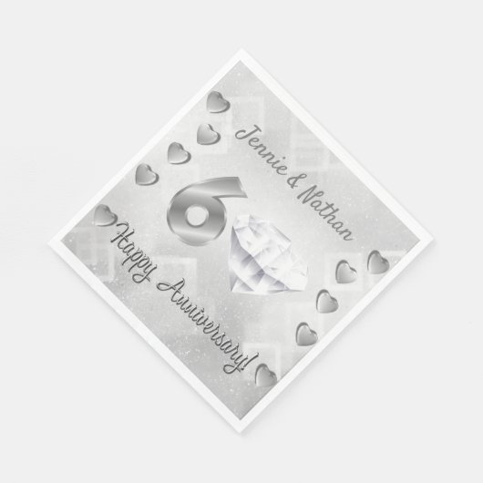 ダイヤパーソナライズされたモンド記念日紙ナプキンス スタンダードランチョンナプキン (角)