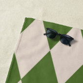 ダイヤパーソナライズされたン市松模様にグ緑+ベージュ ビーチタオル (インサイチュ)