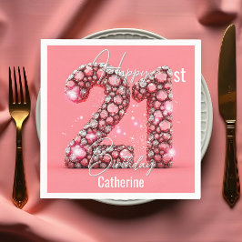 ダイヤファンシーきらめくモンド入り21歳の誕生日 スタンダードカクテルナプキン