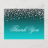 ダイヤフェイクズティール（緑がかった色）とターコイズグラデーションありがとう ポストカード (正面)