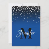 ダイヤフェイクモンドとブライトグラデーションブルー50誕生日 招待状 (正面)