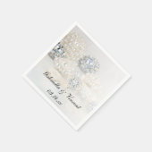 ダイヤフェイクモンドとホワイトパール結婚ボタン スタンダードカクテルナプキン (角)