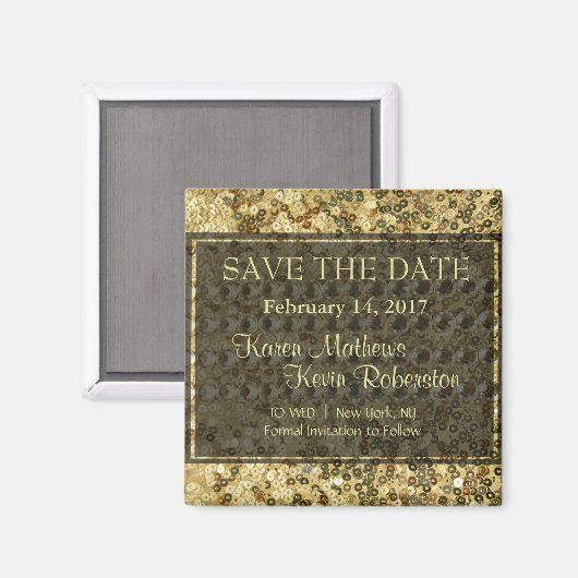 ダイヤフェイクモンドと金ゴールドグリッタールック マグネット (正面/裏面)