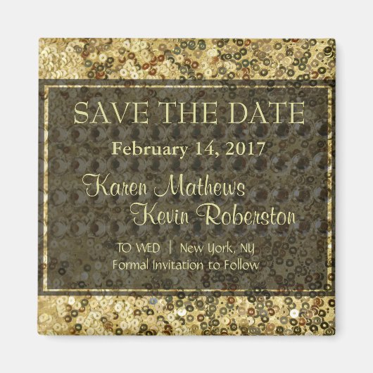 ダイヤフェイクモンドと金ゴールドグリッタールック マグネット (正面)