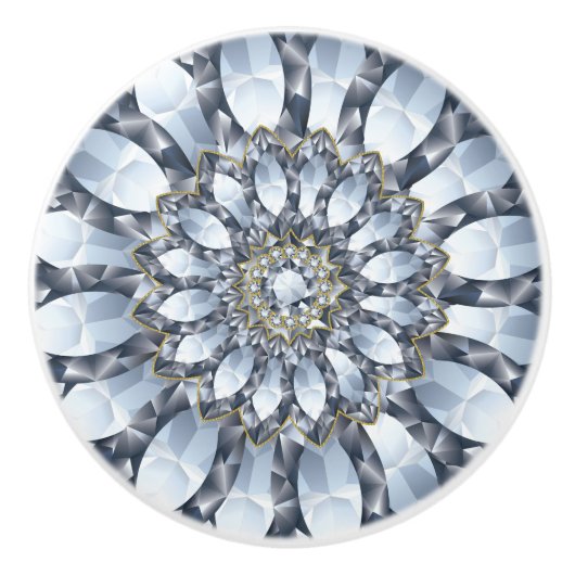 ダイヤフェイクモンドと黒の幾何学的パターン2 セラミックノブ (正面)