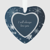ダイヤフェイクモンドハートスノーフレークが私と結婚してくれるだろう オーナメント (正面)