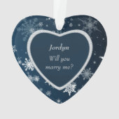 ダイヤフェイクモンドハートスノーフレークが私と結婚してくれるだろう オーナメント (裏面)