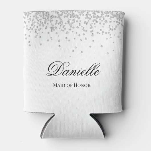 ダイヤフェイクモンド白と黒エレガントパーソナライズされた 缶クーラー (正面)