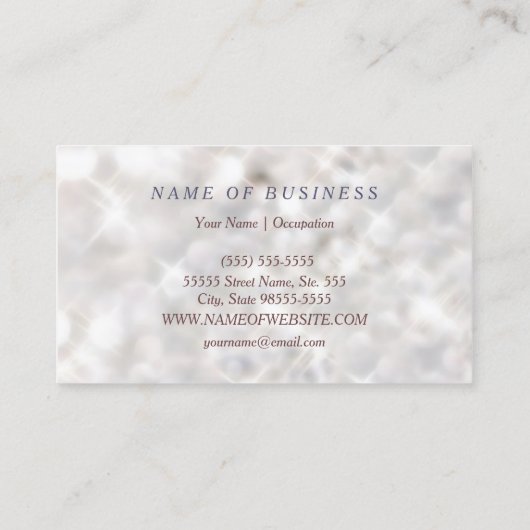 ダイヤフェイクンきらきら光るグリッター《写真》ぼけ味イベントプランナー 名刺 (裏面)