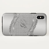 ダイヤフェイクン模様のメタリック銀色 Case-Mate iPhoneケース (裏面(横))