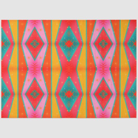 ダイヤモダンポップ・アートのンドパターンピンクオレンジブルーイエロー 薄葉紙 (正面)