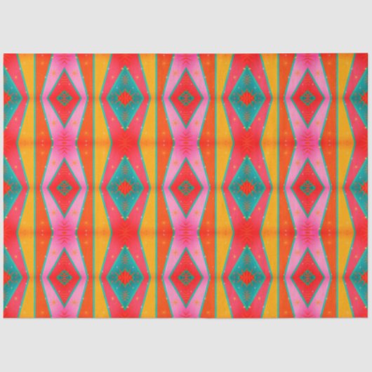 ダイヤモダンポップ・アートのンドパターンピンクオレンジブルーイエロー 薄葉紙 (正面)
