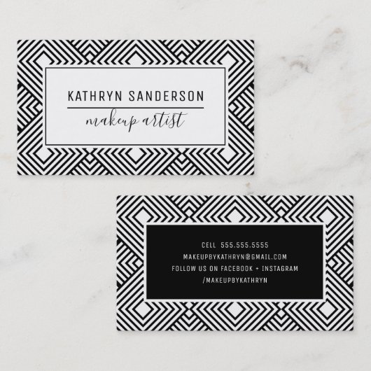 ダイヤモダンミニマルンドパターンシンプル白黒 名刺 (正面/裏面)