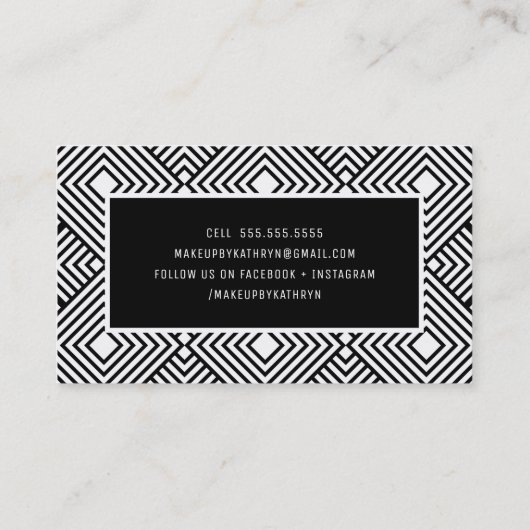 ダイヤモダンミニマルンドパターンシンプル白黒 名刺 (裏面)