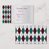 ダイヤモダンモンド赤ティール（緑がかった色）名刺 名刺 (正面/裏面)