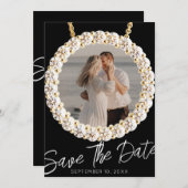 ダイヤモダンン結婚ズの写真日付を保存 招待状 (正面/裏面)