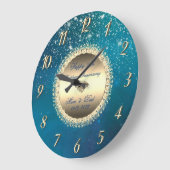 ダイヤモンズスターズブルー50結婚's Anniversy ラージ壁時計 (傾斜)