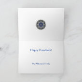 ダイヤモンドおよびサファイアの青いハヌカーの万華鏡のように千変万化するパターン シーズンカード (内部)