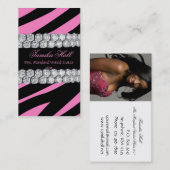 ダイヤモンドおよびピンクのシマウマのページェントの名刺 名刺 (正面/裏面)