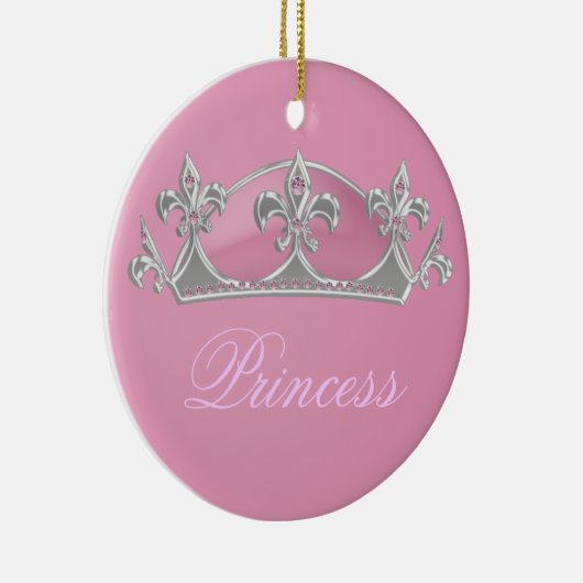 ダイヤモンドが付いているきらめくなピンクのプリンセスのフェイクな王冠 セラミックオーナメント (右)