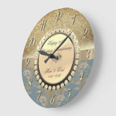 ダイヤモンドが輝くダマスク 25周年結婚記念日 ラージ壁時計 (傾斜)