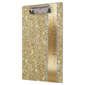 ダイヤモンドきらきら光るグリッター書名イエロー金ゴールド クリップボード (左)